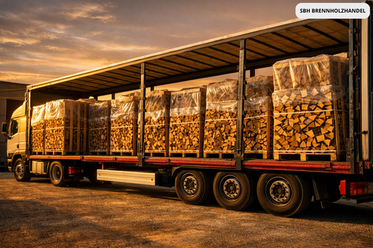 LKW‑Ladung Birkenbrennholz – 48 Ster – 40 cm Scheite