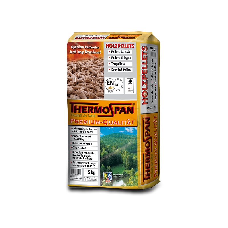 Thermospan® Holzpellets – Palette mit 66 Säcken à 15 kg (990 kg)