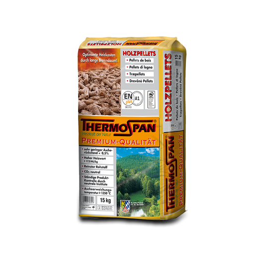 Thermospan® Holzpellets – Palette mit 66 Säcken à 15 kg (990 kg)