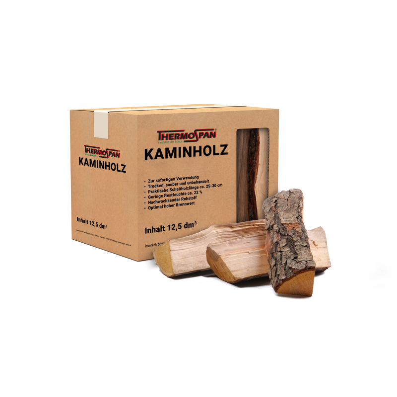 Thermospan® Kaminholz – Palette mit 72 Netzen à 12,5 dm³