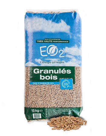 EO2 Holzpellets – Palette mit 66 Säcken à 15 kg (≈1'000 kg)