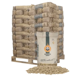 BADGER Holzpellets – Palette 65 Säcke à 15 kg (975 kg)